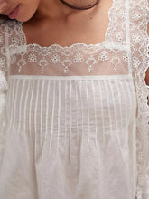Lace-Trimmed Eyelet Square Neck Top OutfitFlow
